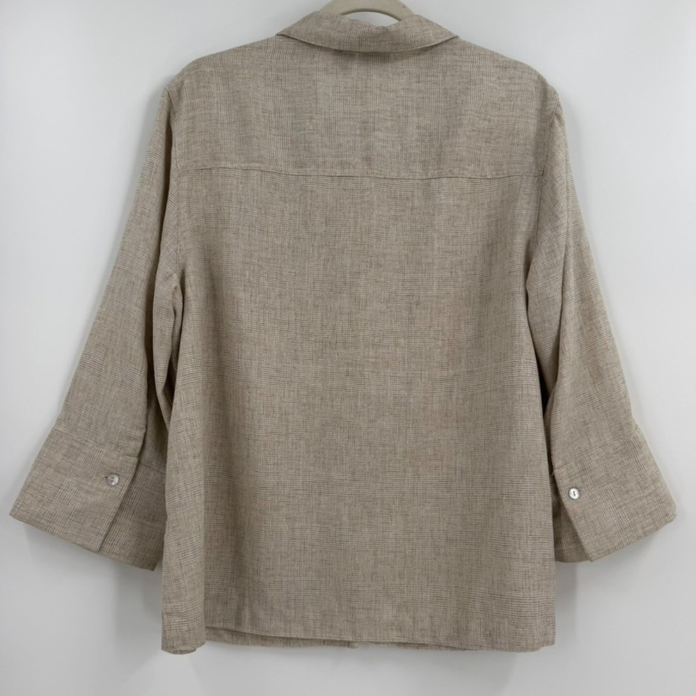 VTG Giorgio Fiorlini Women Blouse 14W Beige Minimalist Office Corp Layering - Picture 2 of 9